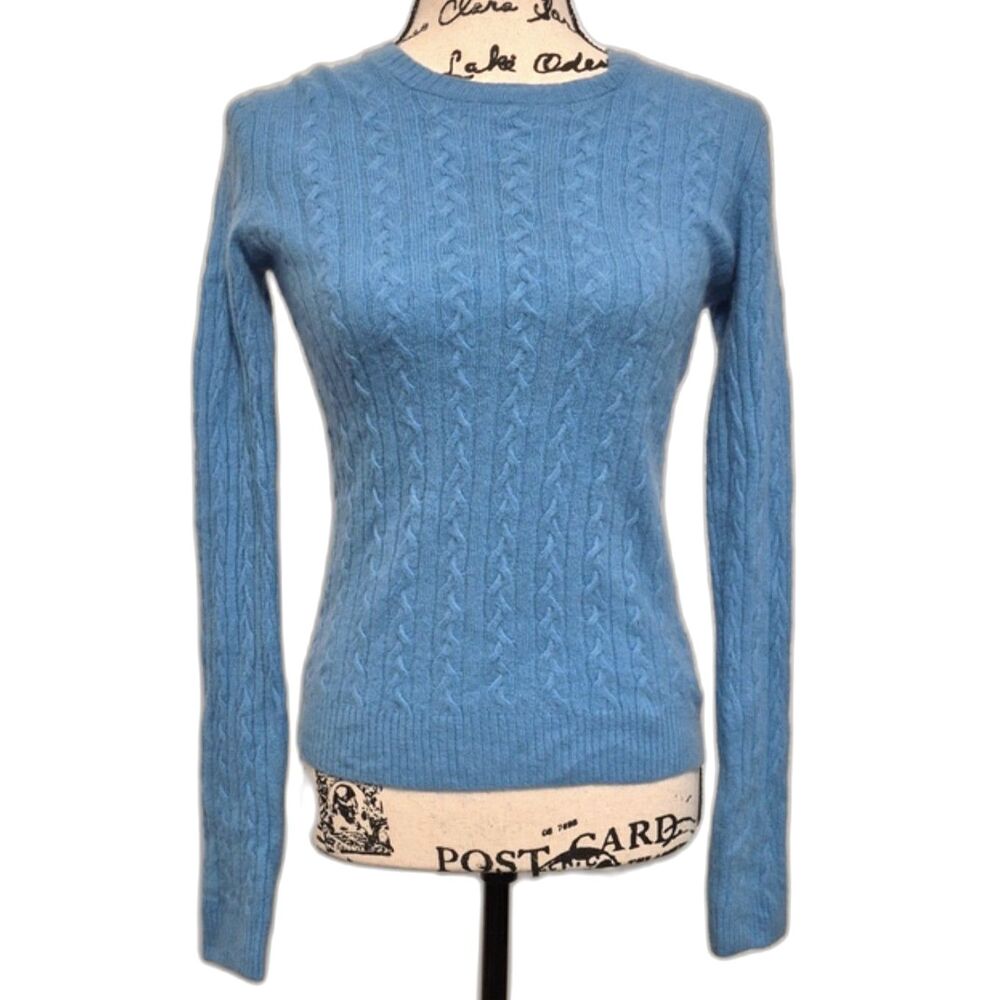 Lilly Pulitzer 100% Cashmere Cable Knit Sweater S Blue Crewneck Soft Nantucket